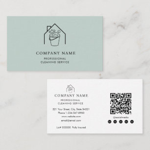 Tarjeta De Visita Logotipo de Servicios de Limpieza Profesional Verd