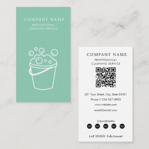 Tarjeta De Visita Logotipo de Servicios de Limpieza Profesional Verd