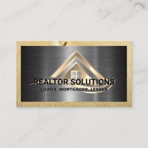 Tarjeta De Visita Logotipo de Soluciones Inmobiliarias Metálico y