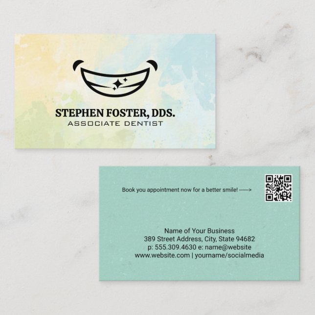 Tarjeta De Visita Logotipo de sonrisa | Profesional dental (Anverso / Reverso)