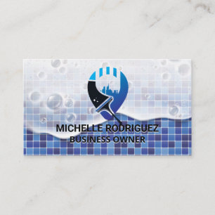 Tarjeta De Visita Logotipo de Squeegee City Cleaner Maid Janitoria