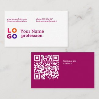 Tarjeta De Visita Logotipo de su empresa Código Qr personalizado Roj