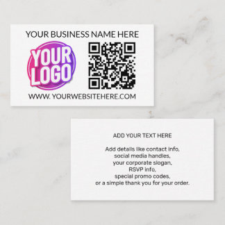 Tarjeta De Visita Logotipo de su empresa y código QR y texto de equi