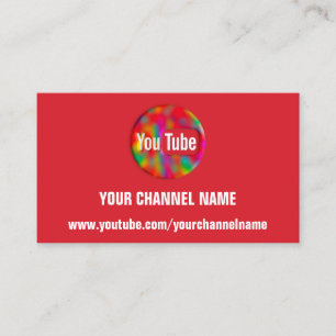 TARJETA DE VISITA LOGOTIPO DE SUSCRIPCIÓN DE YOUTUBER NOMBRE DEL CA