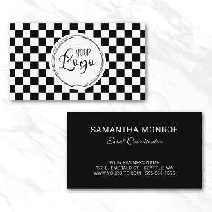Tarjeta De Visita Logotipo de tablero de ajedrez en blanco y negro
