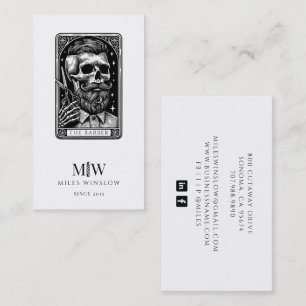 Tarjeta De Visita Logotipo de Tarot de Barbería Vintage Monograma