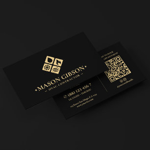 Tarjeta De Visita Logotipo de técnico de HVAC moderno negro