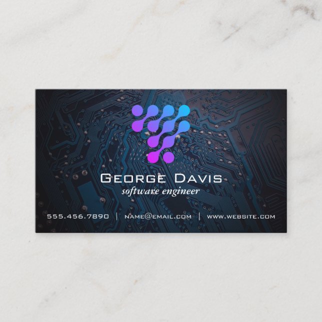 Tarjeta De Visita Logotipo de tecnología moderna Microchip (Anverso)