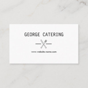 Tarjeta De Visita Logotipo de tenedor cruzado vintage Catering Blanc