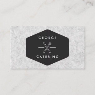 Tarjeta De Visita Logotipo de tenedor cruzado vintage catering color