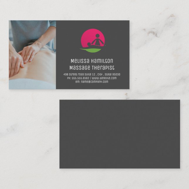 Tarjeta De Visita Logotipo de Terapia de Masaje (Anverso / Reverso)
