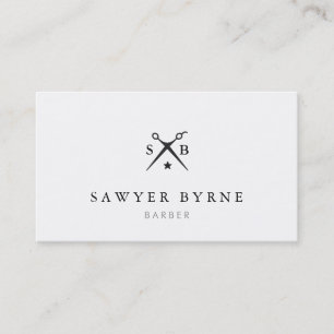 Tarjeta De Visita Logotipo de tijeras barberas hairstylista simple b