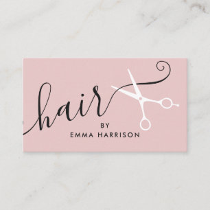 Tarjeta De Visita logotipo de tijeras blancas de peluquero de rosa m