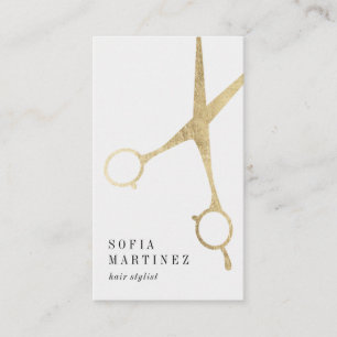 Tarjeta De Visita Logotipo de tijeras estilistas de Relieve metaliza