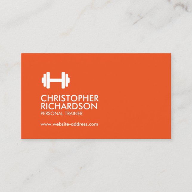 Tarjeta De Visita Logotipo de timbre Fitness Naranja/Gris entrenador (Anverso)