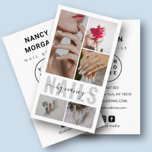 Tarjeta De Visita Logotipo de tipografía de escritura uñas 5 Collage