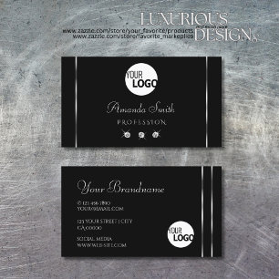 Tarjeta De Visita Logotipo de tiras de plata de diamantes espumosos 