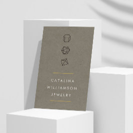Tarjeta De Visita Logotipo de trío Gemstone moderno khaki vertical