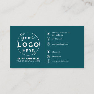Tarjeta De Visita Logotipo de Turquesa Simple Moderno Iconos Persona