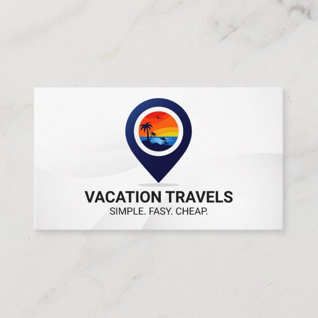 Tarjeta De Visita Logotipo de ubicación de vacaciones de viaje (Anverso)