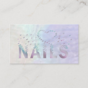 Tarjeta De Visita Logotipo de uñas de mariposas holográficas de lujo