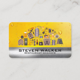 Tarjeta De Visita Logotipo de vaso de cerveza   Espuma   Cervecería 