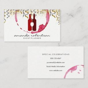 Tarjeta De Visita Logotipo de vino Fiesta Confetti