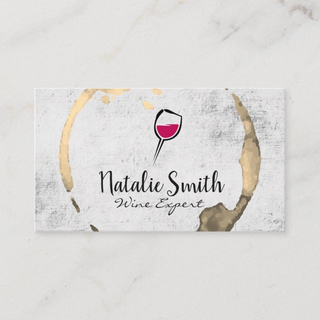 Tarjeta De Visita Logotipo de vino moderno | Wine Stain (Anverso)