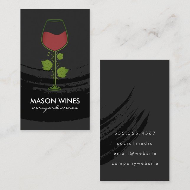 Tarjeta De Visita Logotipo de vino y vino (Anverso / Reverso)