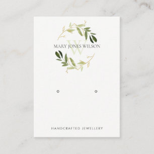 TARJETA DE VISITA LOGOTIPO DE VISUALIZACIÓN DEL MONOGRAMA VERDE ORO