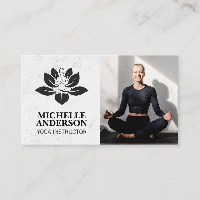 Tarjeta De Visita Logotipo de yoga | Mujer sentada meditando (Anverso)