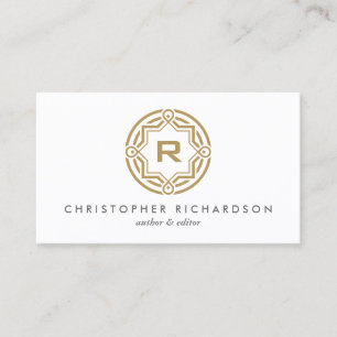 Tarjeta De Visita LOGOTIPO DECORATIVO del CÍRCULO con SU oro INICIAL