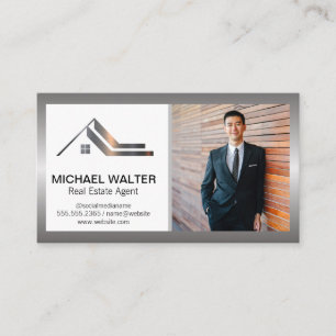 Tarjeta De Visita Logotipo del agente inmobiliario   Hombre de negoc