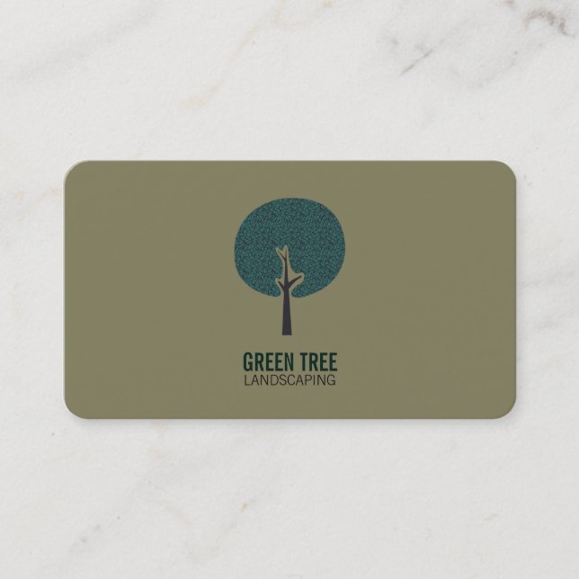 Tarjeta De Visita Logotipo del árbol (verde oliva) (Anverso)