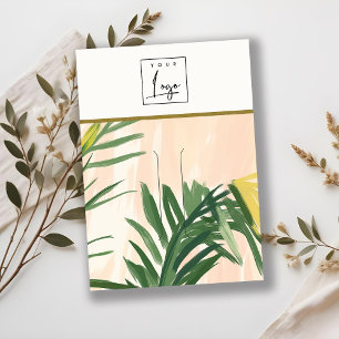 Tarjeta De Visita Logotipo del Boho Rubor Green Tropical Palm Lee Ha