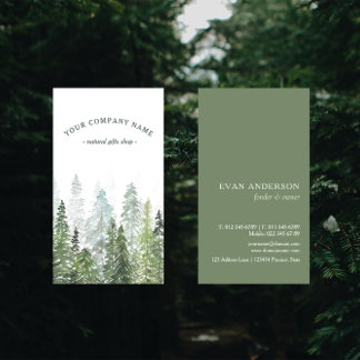 Tarjeta De Visita Logotipo del bosque de pino acuático ruso
