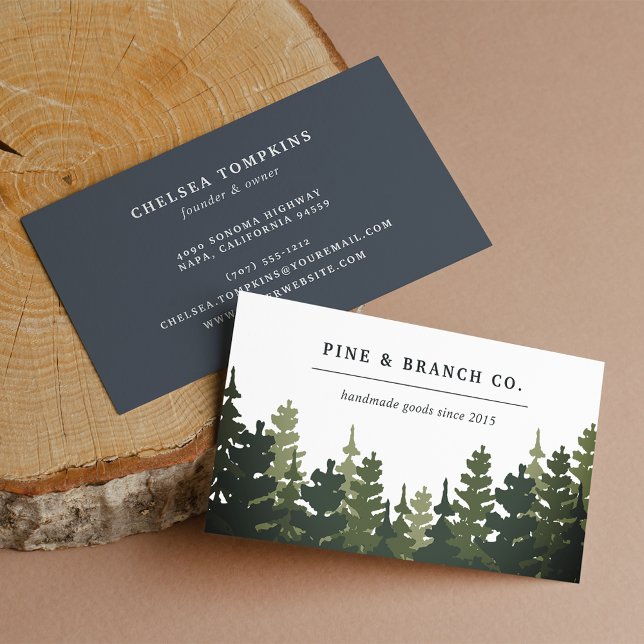 Tarjeta De Visita Logotipo del bosque de pinos (Subido por el creador)