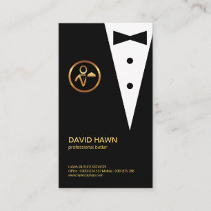 Tarjeta De Visita Logotipo del Boutonniere Butler de oro negro de mo