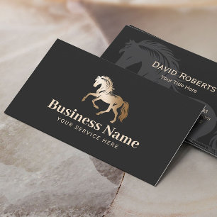 Tarjeta De Visita Logotipo del caballo de oro Club Pony Ecuestre Equ