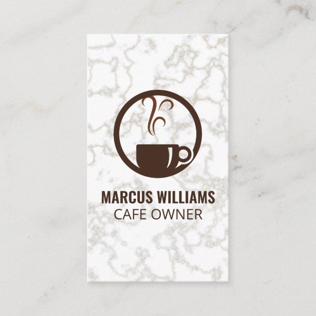 Tarjeta De Visita Logotipo del café | Mármol (Anverso)