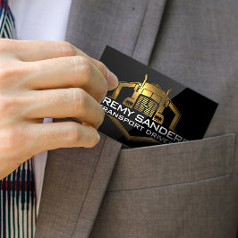 Tarjeta De Visita Logotipo del camión metálico de oro | Glosa negra