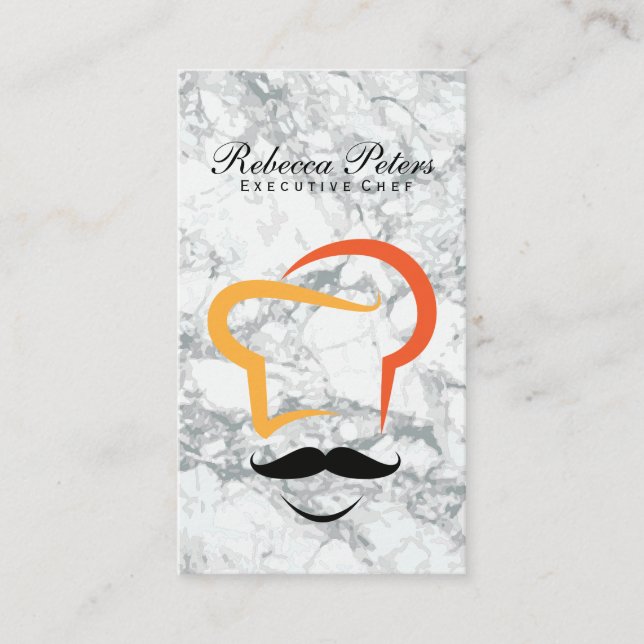 Tarjeta De Visita Logotipo del chef | Mármol | Culinario (Anverso)