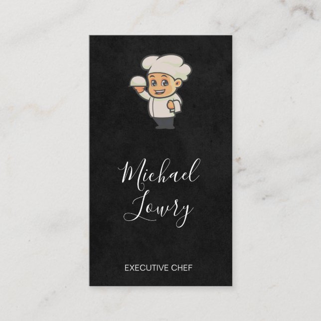 Tarjeta De Visita Logotipo del chef personalizado | Restaurante (Anverso)