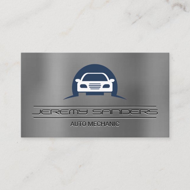 Tarjeta De Visita Logotipo del coche | Fondo metálico (Anverso)