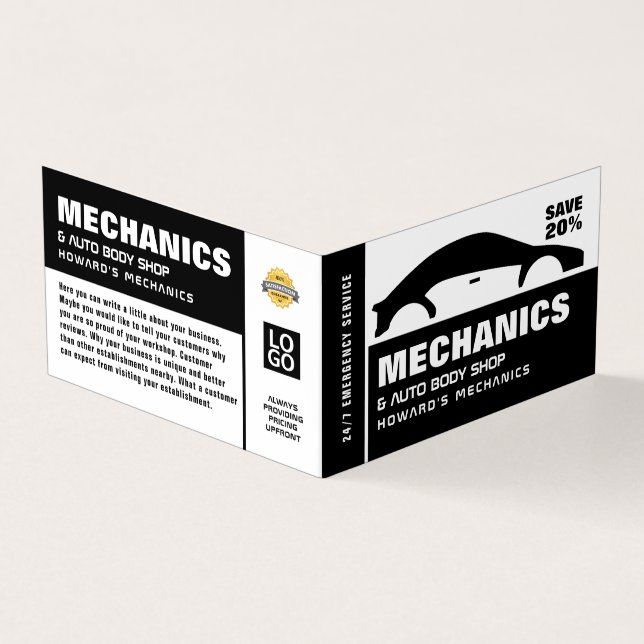 Tarjeta De Visita Logotipo del coche, mecánica automática y reparaci (Exterior)