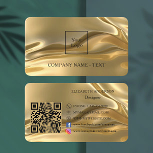 Tarjeta De Visita Logotipo del código Qr Gold en los medios sociales