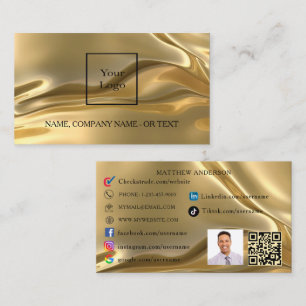 Tarjeta De Visita Logotipo del código qr Gold foto de un empleado en