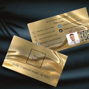 Tarjeta De Visita Logotipo del código qr Gold foto de un empleado en