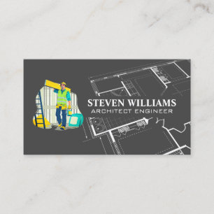 Tarjeta De Visita Logotipo del constructor de obras   Plano