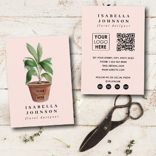 Tarjeta De Visita Logotipo del Diseñador Floral Código QR Código Med
